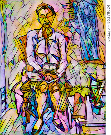 ステンドグラス 女性 人物のイラスト素材 [95379624] - PIXTA