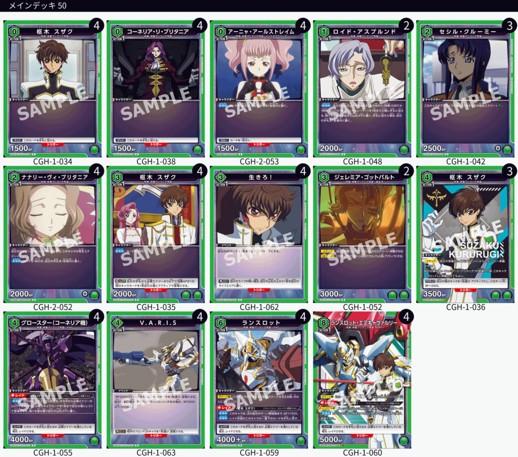 ランスロット(緑コードギアス)のデッキリストと回し方｜ユニオン