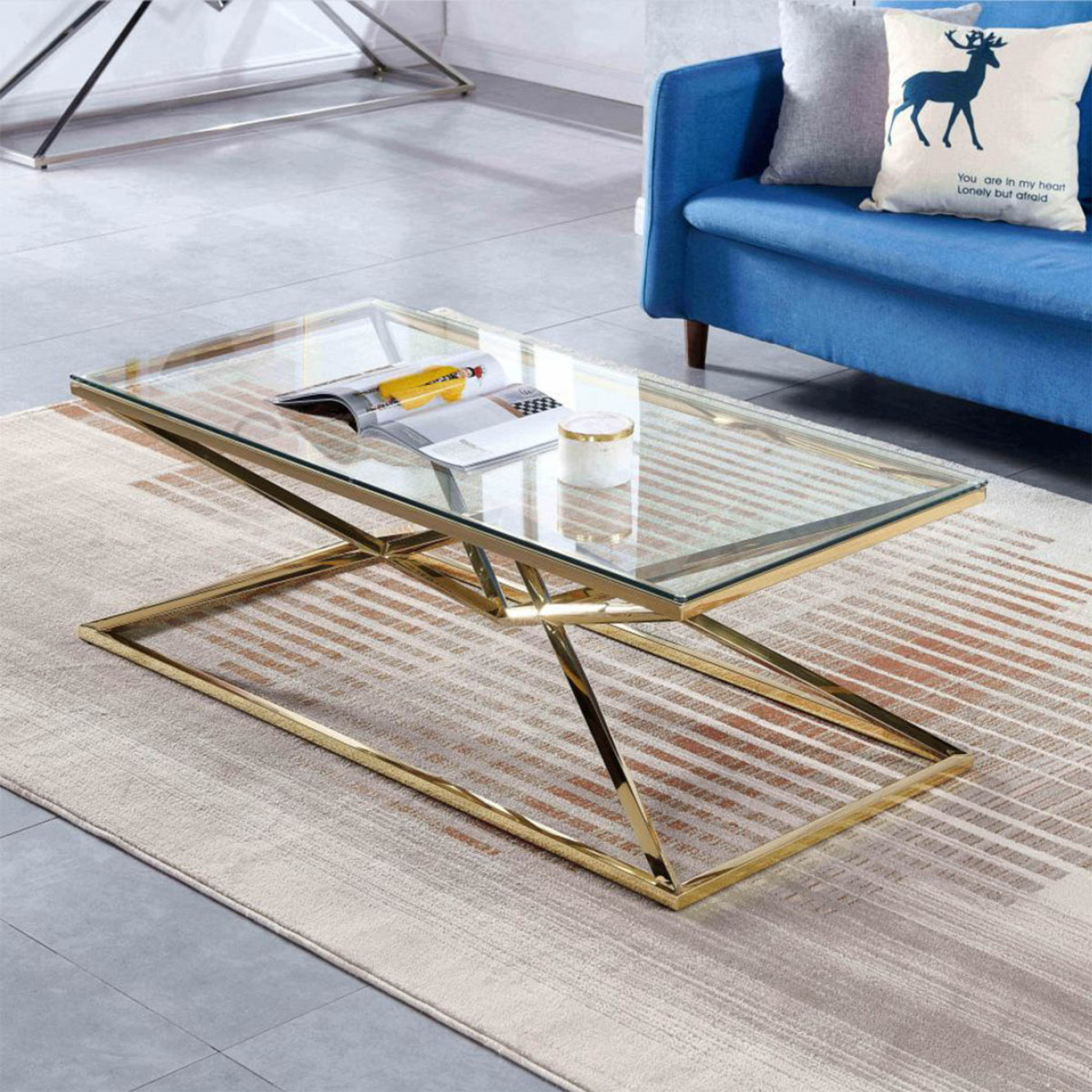 楽天市場】[幅120×奥60×高45cm] VeroMan ゴールド ガラス ローテーブル