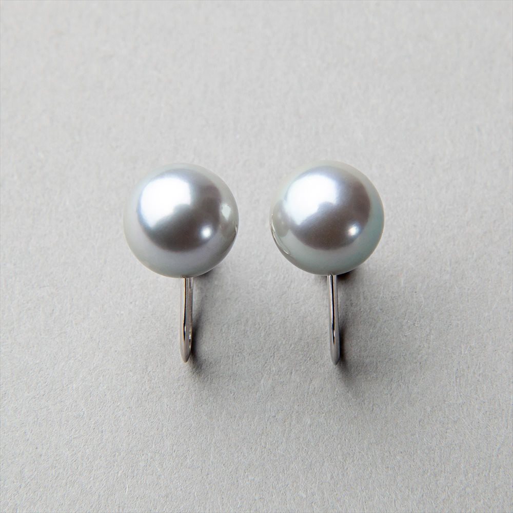 楽天市場】あこや真珠 イヤリング 8.0-8.5mm K14WG グレー パール 冠婚