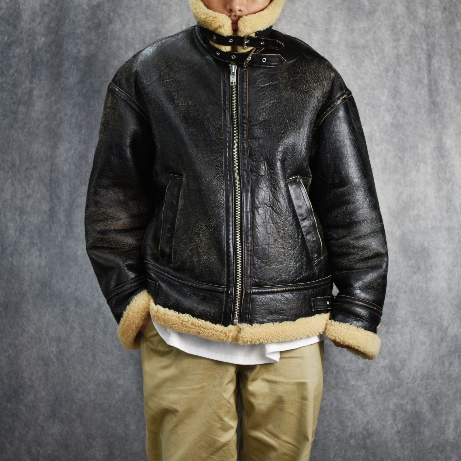 el conductorH - x blackmeans SHEEPSKIN FLIGHT JKT (BK) / ブラック