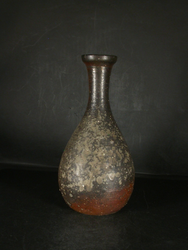 備前焼 登窯 備前焼中堅作家 平川 忠 共箱付き金彩・黄ゴマ花入1