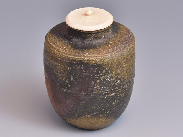 備前茶入 山本雄一(作) 仕服(段織紹紦) 共箱 | 古美術ささき