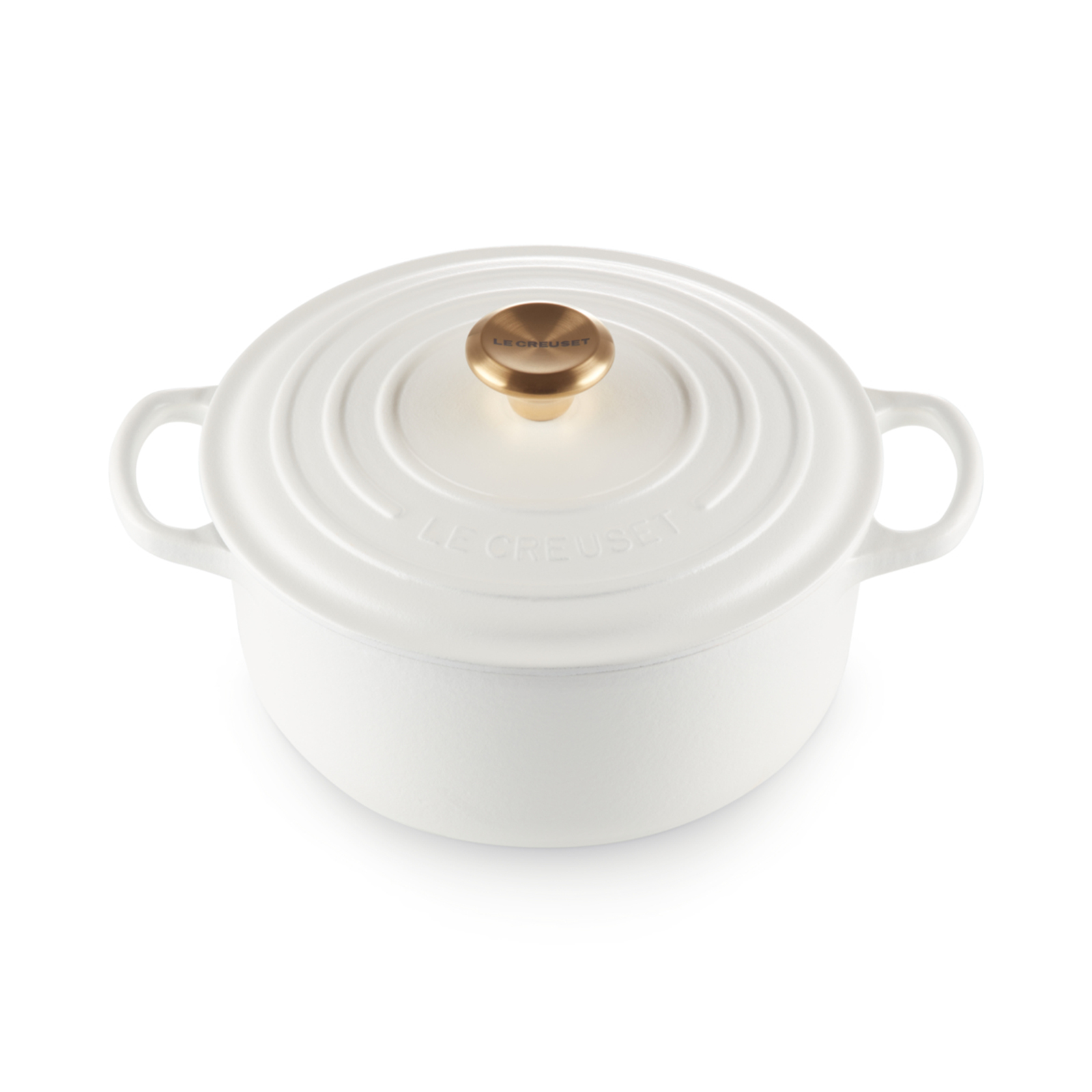 典藏琺瑯鑄鐵圓鍋20cm(棉花白-金頭-內鍋白) 431 | Le Creuset 台灣