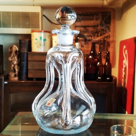 HOLME GAARD ブルーとクリアーのガラスのヴィンテージデキャンタ4つ