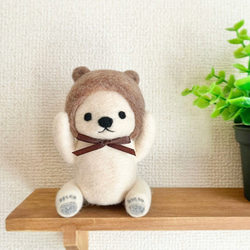 羊毛フェルトのマスコット＊茶くまさんに憧れたシロクマさん【受注生産