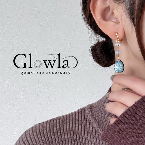 オニキス×マザーオブパール×クリスタルのカービング＊カルセドニー