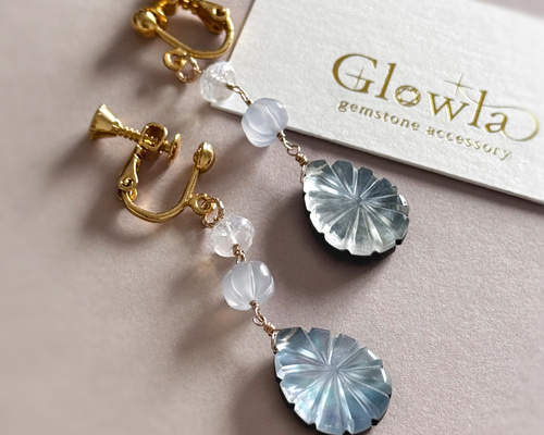 オニキス×マザーオブパール×クリスタルのカービング＊カルセドニー