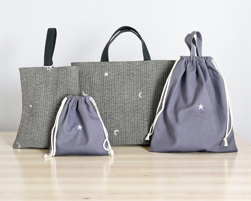 入園入学セット 4点 ヌビ ムーンスター グレー レッスンバッグ 上履き