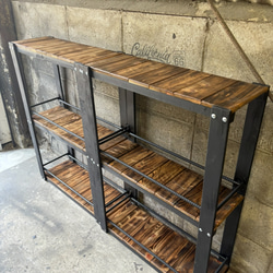 鉄筋バーラック 木製ラック 棚 収納 男前インテリア インダストリアル