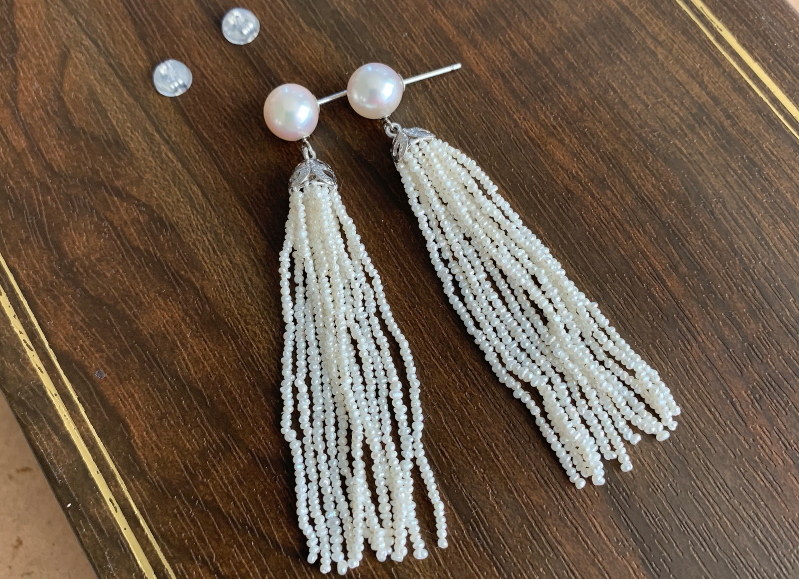 K14WGアコヤ真珠砂ケシイヤリング【16連・7.5㎝】 | イヤリング | 真珠