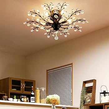 Amazon.co.jp : Chende シーリングライト レトロ クリスタル 5灯 照明