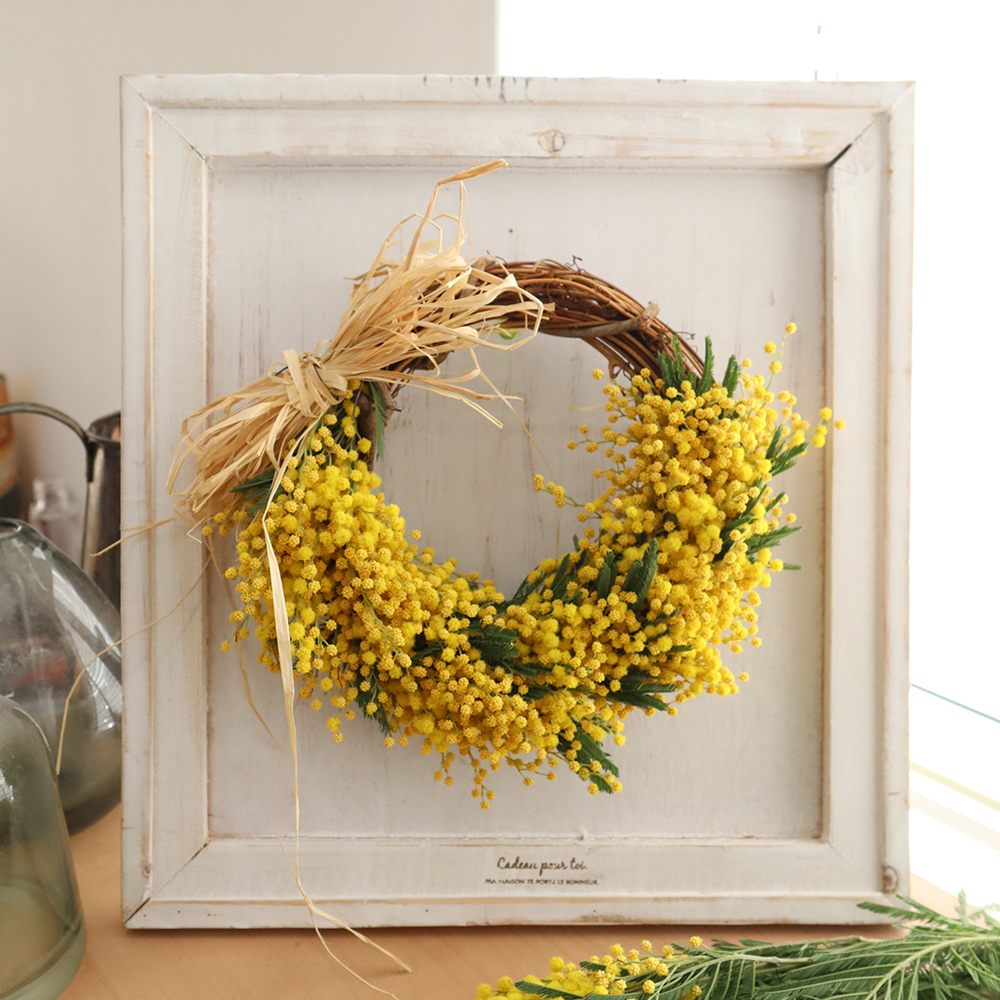 生花】ミモザのハーフリース ☆はなどんやキット - 花材通販はなどんや