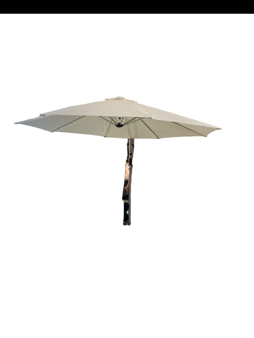 開封済・未使用】大型パラソル オフホワイト ベースなし ハンドル式 庭