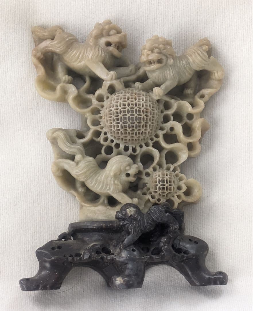 獅子彫刻 　天然石 青田石 骨董彫刻 置物 アンティーク 111.jpg