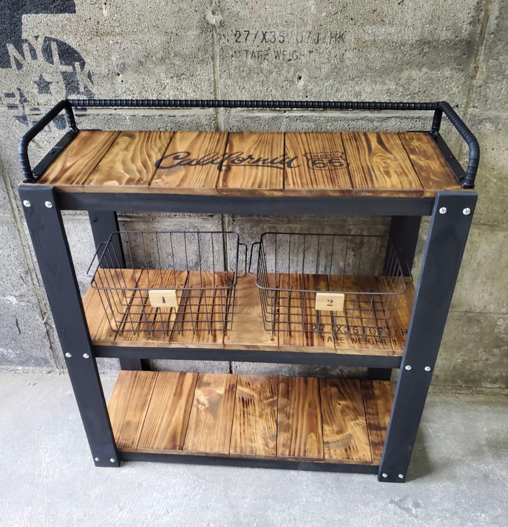 鉄筋バーラック　木製ラック　棚 収納　男前インテリア　インダストリアル 0209 鉄筋バーラック 木製ラック 棚 収納 男前インテリア インダストリアル