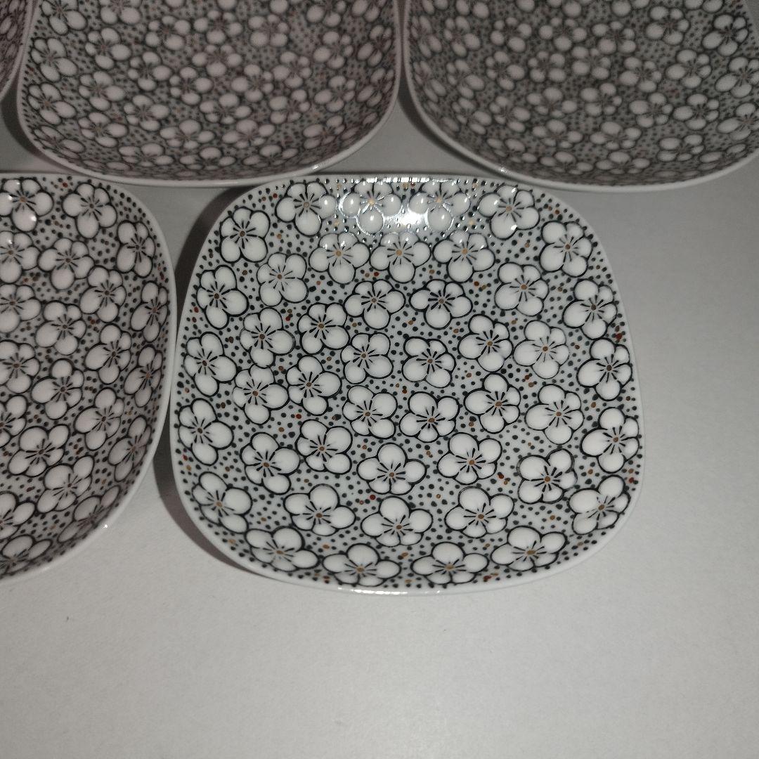 【未使用】畑萬陶園　玉彩梅詰　角皿　8.5cm　小皿　５枚セット