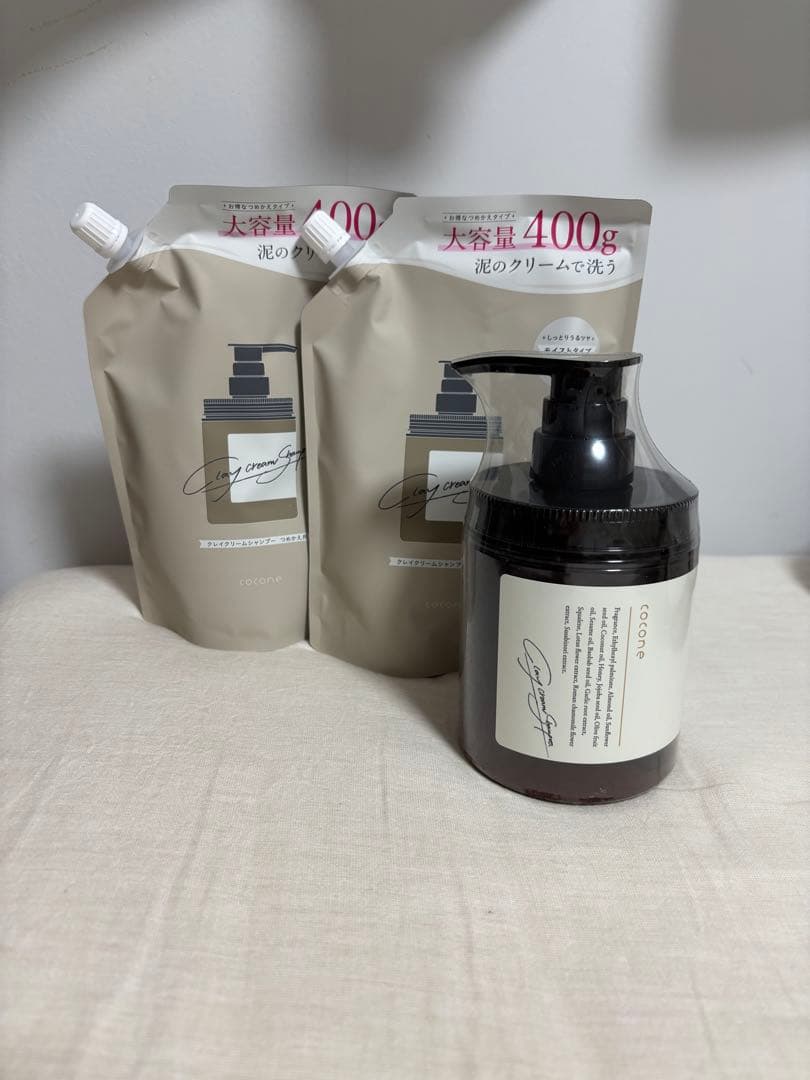 コトネ 泥クリームシャンプー 400g本体＋詰め替え2個 cocone ココネ クレイシャンプー 詰め替え クリーム 400g 泥 : これが