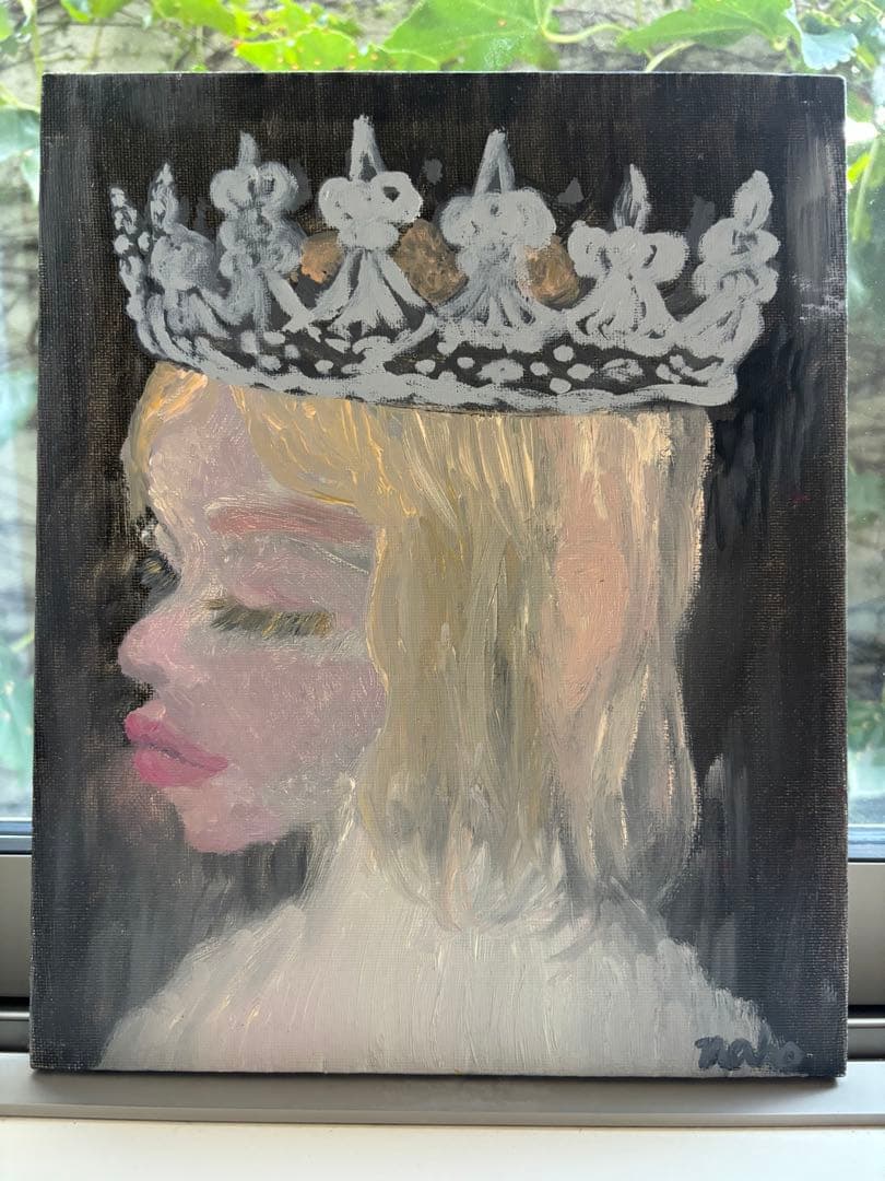 クラウンをかぶった女性の油彩画 i-img600x600-
