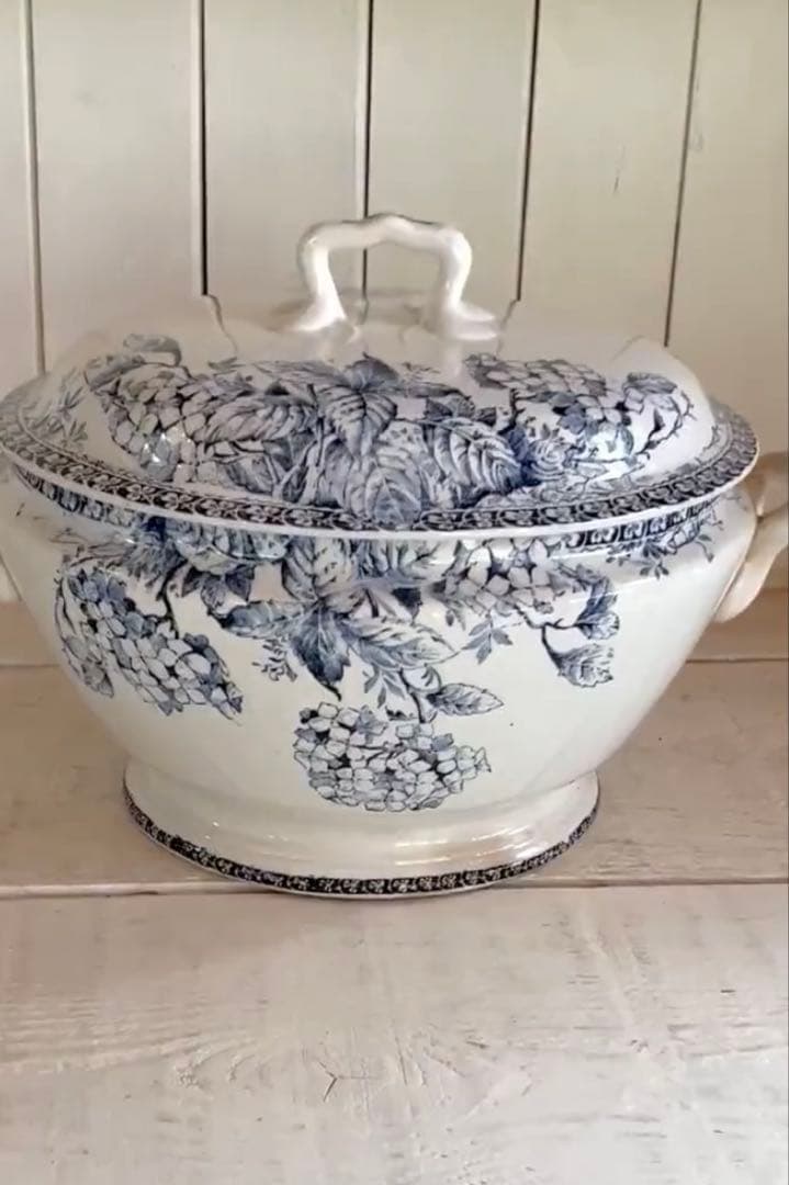 フランスアンティーク☆ジアンGienチューリーン紫陽花スーピエール GIEN ジアン ファイアンスフィーヌ スーピエール 1.5-2人用 フランス