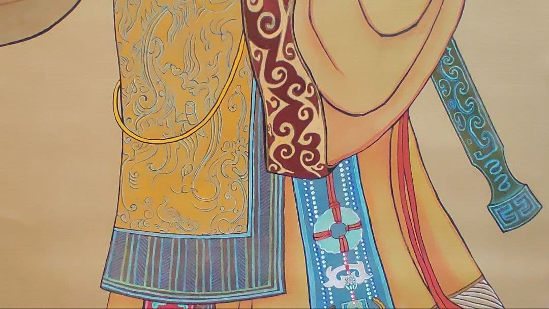 人気の中国画@ 孫文秀・劉松岩 1983年 賛に秦始皇帝の肖像画 肉筆掛軸