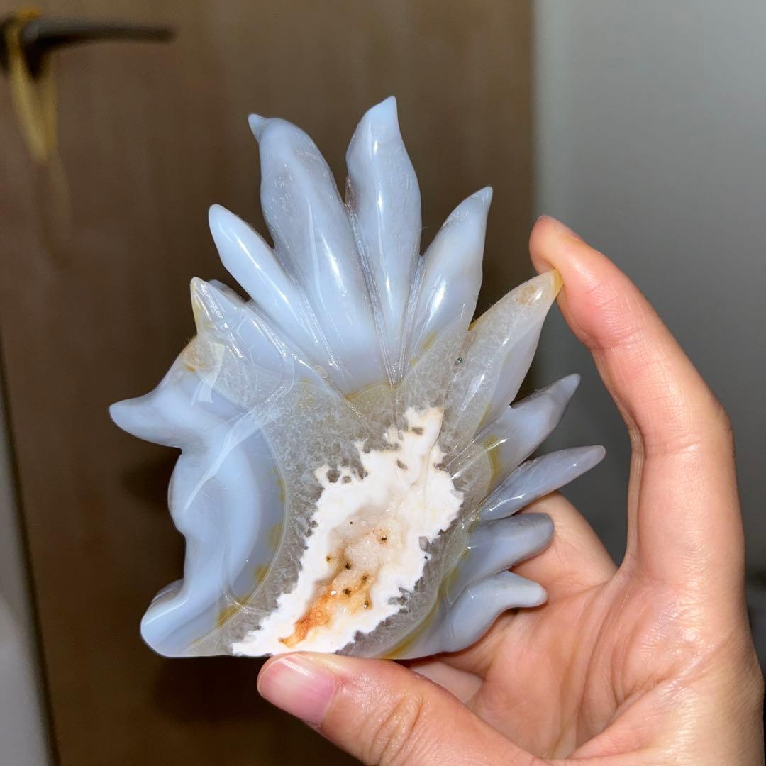 高品質 九尾 狐 瑪瑙 ドゥルージー 結晶 天然石 アゲート ジオード ドゥルージー 瑪瑙 水晶 晶洞 天然石 クリスタル