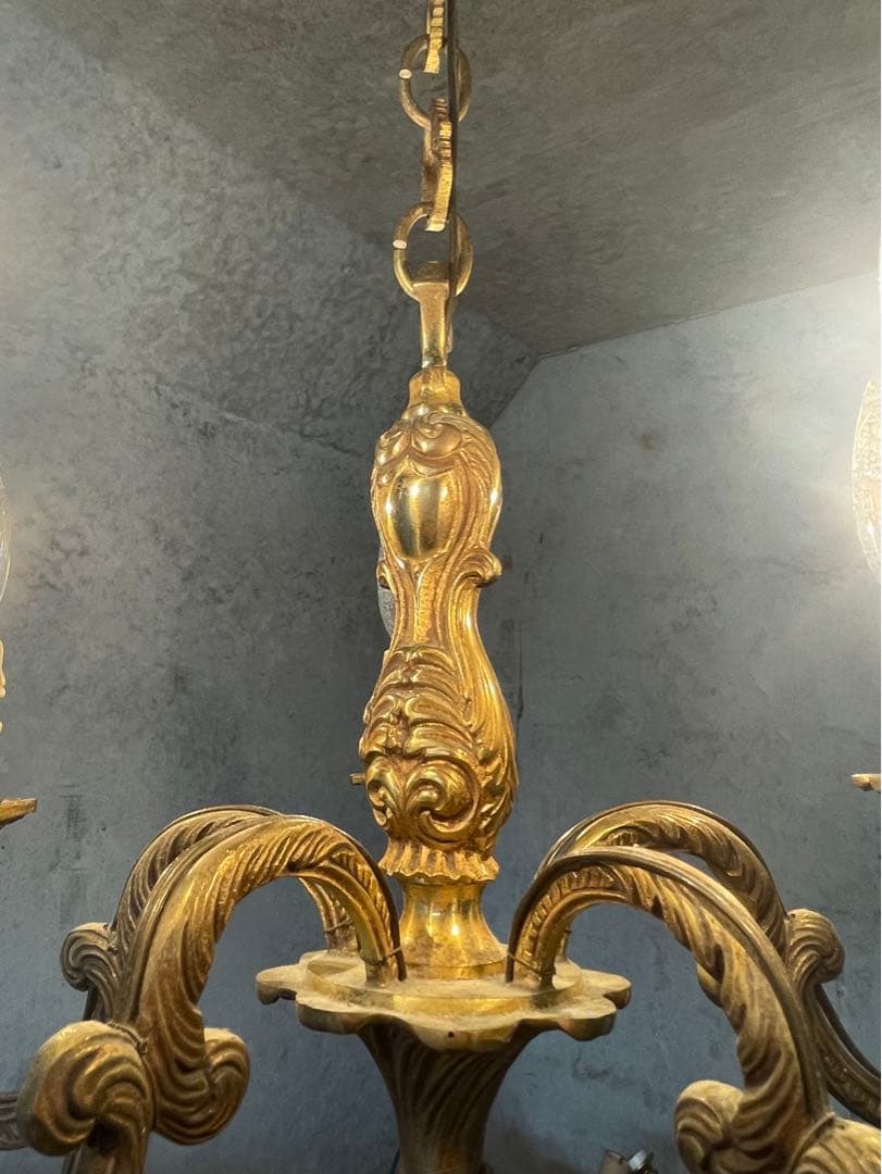 5-10.フランス アンティーク シャンデリア 5灯 キャンドル シーリング