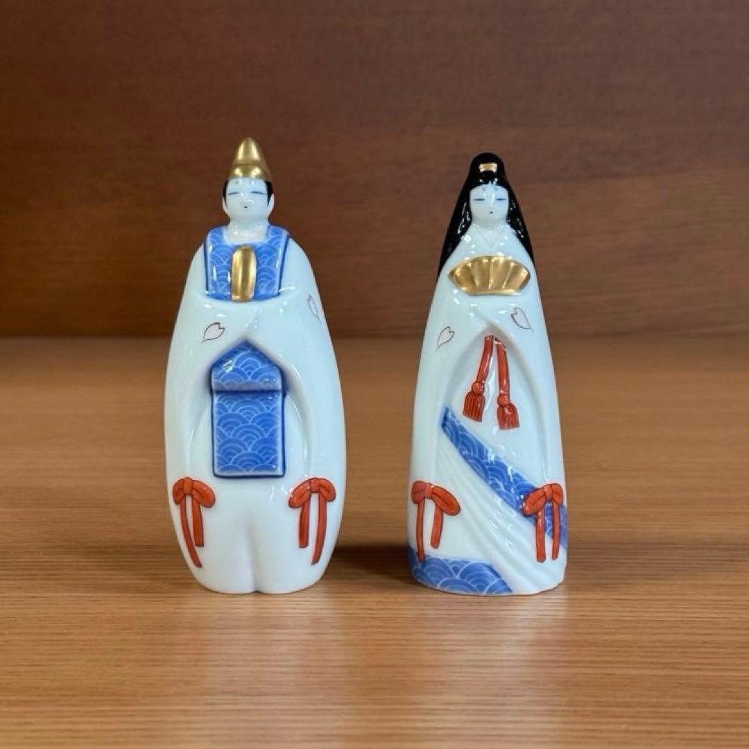 伊万里焼 畑萬陶苑 色絵金彩墨弾き青海波文 夫婦雛☆ HATAMAN TOUEN / 畑萬陶苑 | /// 【 2026「 初売り/ 雛展」 の御案内
