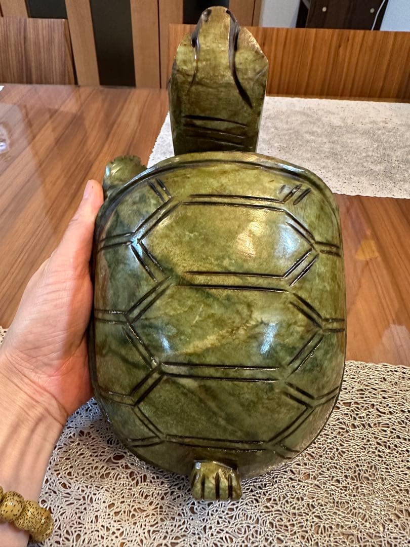 Z-456 天然玉石 古玉 大型 亀 老玉 河磨玉 置物 風水 縁起物