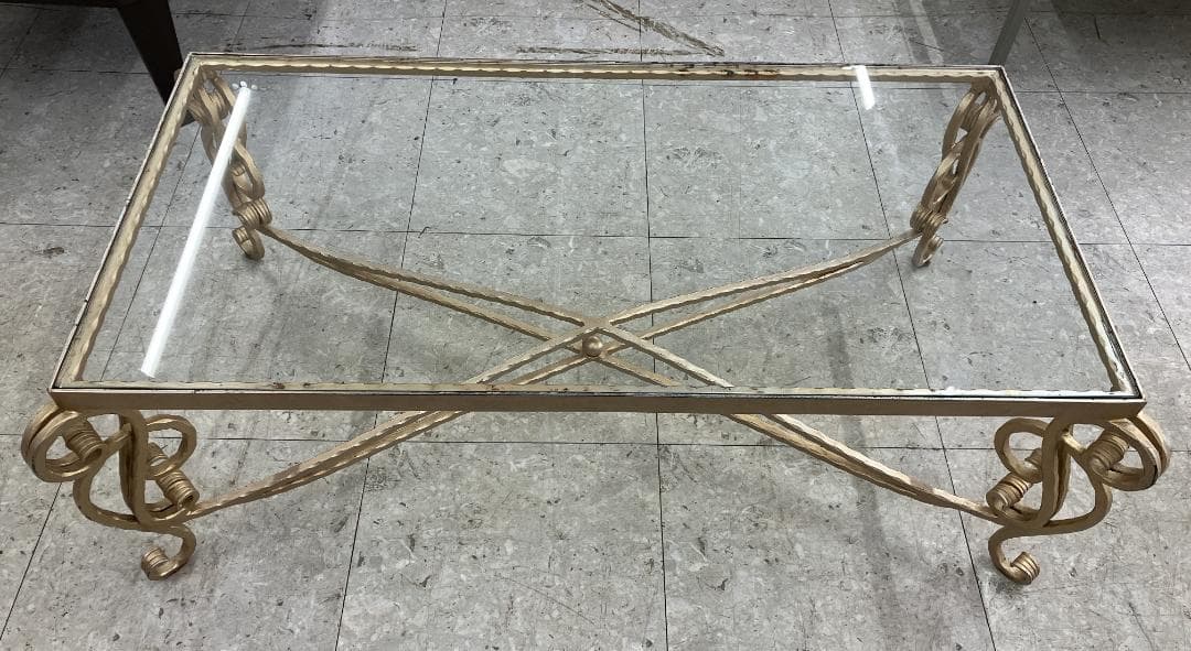 ガラス センターテーブル アイアン脚 ゴールド アイアンガラス センターテーブル Φ73cm｜おしゃれインテリア 家具通販